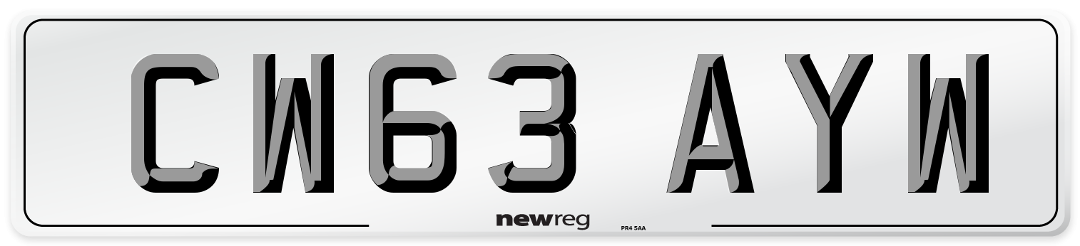 CW63 AYW Number Plate from New Reg